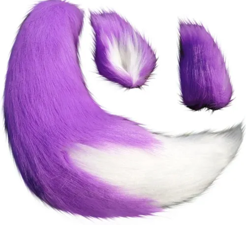 Vista 10 de Anime Wolf Fox/Cat - Cola de felpa de 25 pulgadas + 2 orejas de clip para Halloween Cosplay