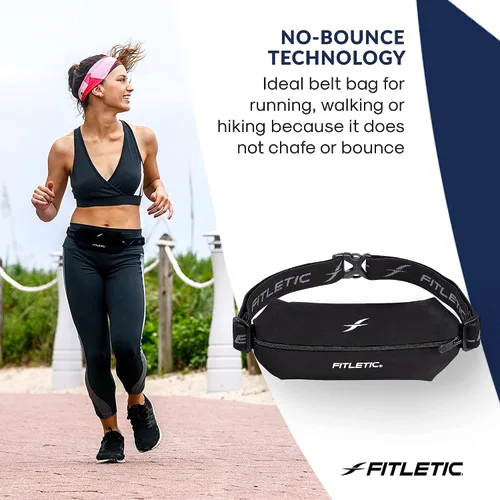 Vista 2 de Fitletic Riñonera Active Lifestyle y mini cinturón deportivo para correr para hombres y mujeres, ligero, de perfil bajo, bolsa de licra expandible