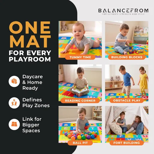 Vista 6 de BalanceFrom Tapete de juego de rompecabezas para niños con azulejos entrelazados de espuma EVA