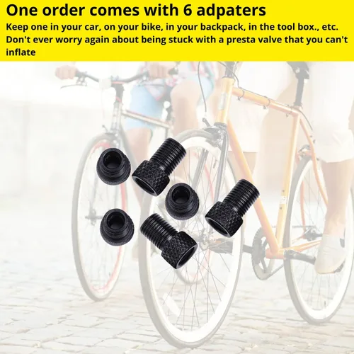 Vista 6 de Presta to Schrader - Adaptador de válvula para bicicleta, neumático de válvula Presta inflado con compresor de aire o bomba de bicicleta regular, 6