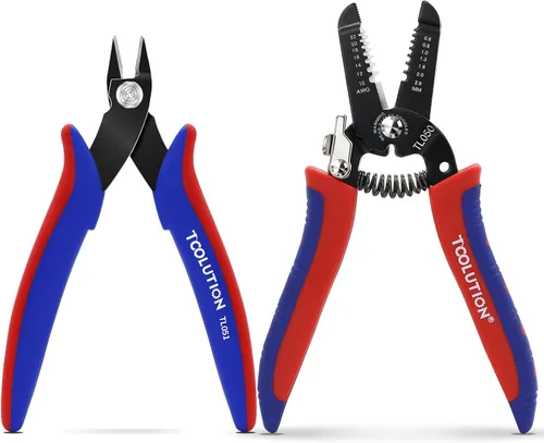 Vista 7 de 2-Piece Electrician's Pliers Set - 7" Wire Stripper & 5" Flush Cutter - Professional Wire Stripping Tool with Spring-Loaded Design & Non-Slip Grip