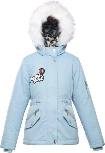 Vista 3 de Rokka&Rolla Abrigo de invierno resistente al agua para niñas con forro polar de sherpa cálido con piel con capucha