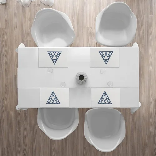Vista 7 de Rectangular Placemats Set of 4, Heat Resistant Fractal Triangle Printed Kitchen Dining Table Mats