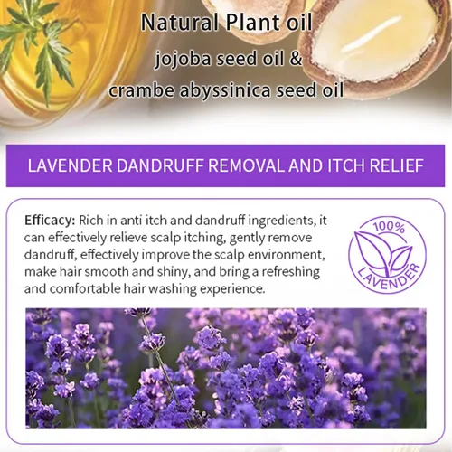 Vista 3 de Grospe Barra de champú de aceite esencial de lavanda, limpieza profunda e hidratación, alivia la picazón y la caspa, deja el cabello suave