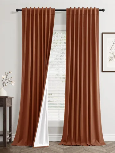 Vista 22 de Jowels - Cortinas opacas con pestaña trasera color beige cálido de 84 pulgadas de largo, 2 paneles para sala de estar y dormitorio, color beige