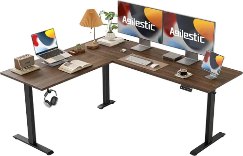 Vista 17 de Agilestic Escritorio de Pie en Forma de L de 59 Pulgadas de Altura Ajustable, Escritorio de Esquina Eléctrico de Pie, Mesa de Computadora Sit Stand