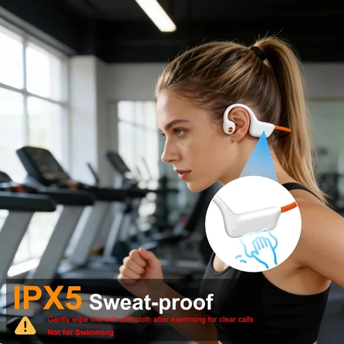 Vista 5 de Auriculares Bluetooth 6.0 de conducción ósea 2026, auriculares de oreja abierta con micrófono, carga tipo C, duración de la batería de 10 horas