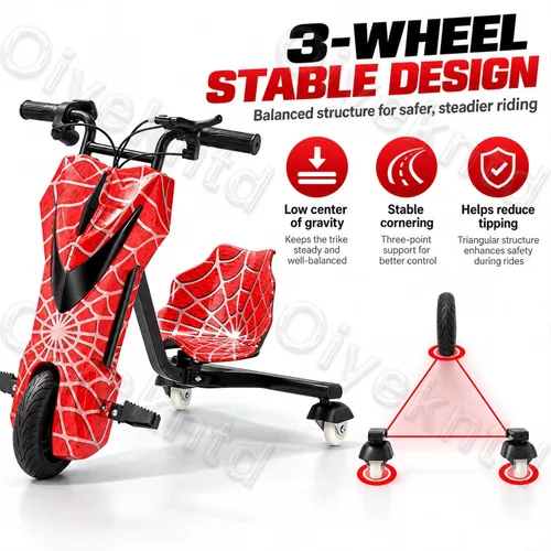 Vista 5 de Triciclo eléctrico de la deriva, 3 ruedas pedal triciclo Scooter 6 pulgadas
