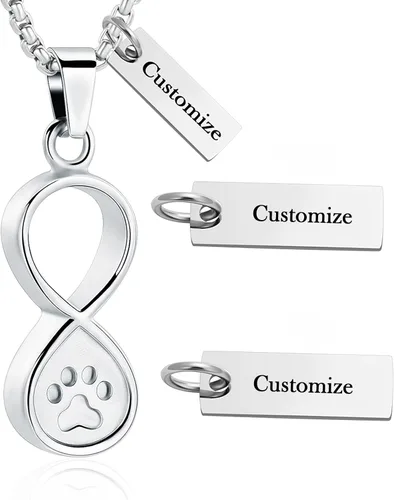 Vista 12 de Oinsi Infinity Love Joyería de Cremación de Mascotas para Cenizas de Perro/Gato Recuerdo Funerario Collar con Colgante de Urna Joyería Conmemorativa