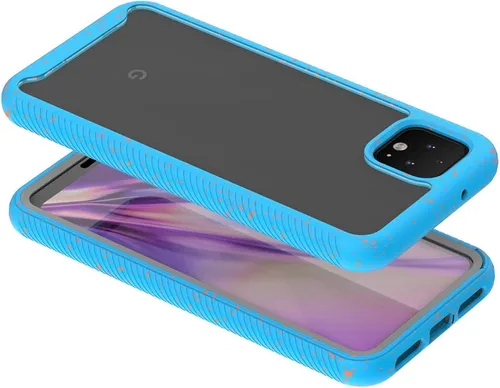 Vista 7 de Funda transparente resistente para Google Pixel 4, funda híbrida a prueba de golpes, protector de pantalla integrado, serie Guardian, funda para Azul