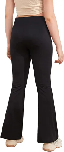 Vista 2 de Leggings para niña, pantalones acampanados de cintura alta cruzada, pantalones de yoga con corte de bota, color sólido, pantalones acampanados