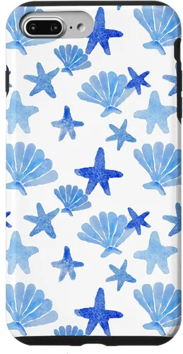 Vista 12 de Funda para iPhone 16 Coastal Nieta Azul Preppy Shells Estrellas de mar Océano Lindo Caso