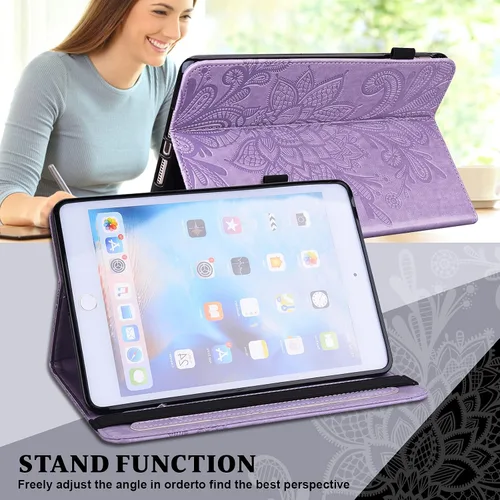 Vista 5 de Funda para Kindle Fire HD 8 de 8ª/7ª/6ª generación (2016/2017/2018) con soporte, soporte para lápices, bolsillos