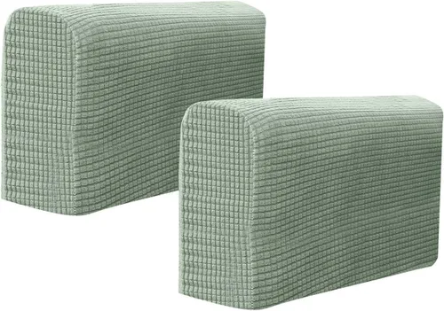 Vista 18 de RCFINE 2 fundas antideslizantes para reposabrazos de sofá, fundas elásticas para sillón, protector elástico para el hogar, oficina, sillón Beige