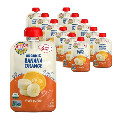 Vista 14 de Earth's Best Bolsas orgánicas de alimentos para bebés, puré de frutas y granos para bebés de 6 meses en adelante, puré de manzana orgánica