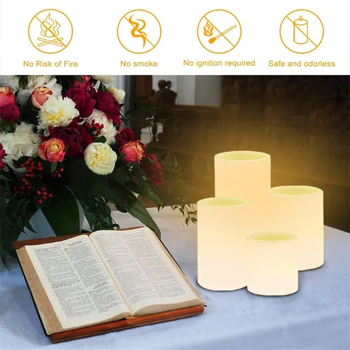 Vista 5 de Cozeyat Velas LED de decoración de Navidad, 4 unidades, diseño de Papá Noel, velas de té votivas sin llama, velas votivas que funcionan