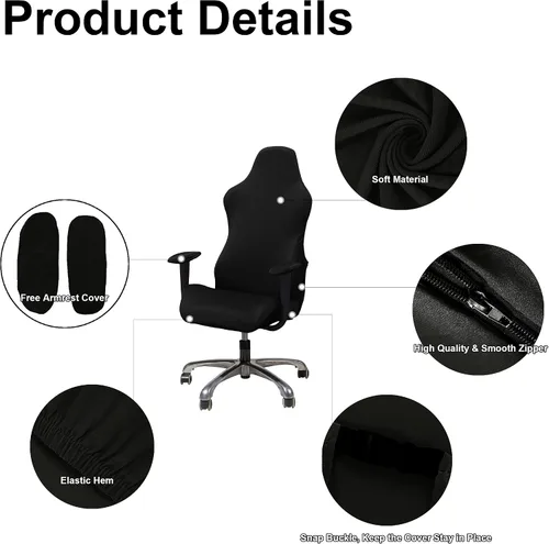 Vista 3 de WOMACO Funda Elástica para Silla Gaming, Funda de Asiento Extensible para Silla de Computadora de Cuero Reclinable Racing con Volantes, Protector