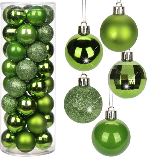 Vista 35 de Adornos de bolas de Navidad negras de 2.36 pulgadas, 25 piezas inastillables, set de adornos de Navidad, bolas de Halloween, adorno negro para árbol