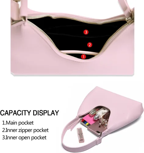 Vista 6 de NahiAoo Bolso de hombro para mujer, pequeño, negro, blanco, bolso de hombro, bolso hobo de moda, bolso de media luna 2023