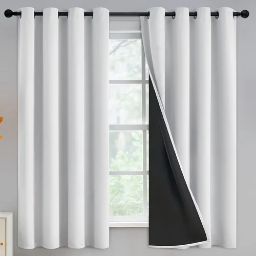 Vista 53 de Yakamok Cortinas negras, cortinas de ventana con aislamiento térmico y eficiencia energética para dormitorio, cortinas opacas completas y cortinas