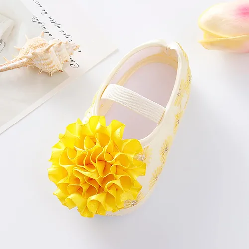 Vista 7 de Zapatos de princesa con purpurina para damas de honor, suela suave, zapatos para cuna, zapatos para bebé, suela suave, floral
