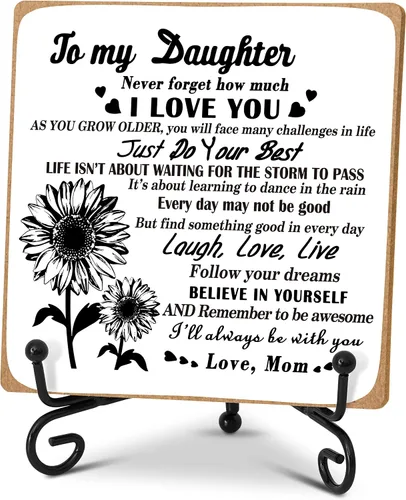 Vista 8 de Regalos para primas para mujeres, placa de madera para decoración de escritorio con soporte, relaciones de larga distancia, regalos de cumpleaños