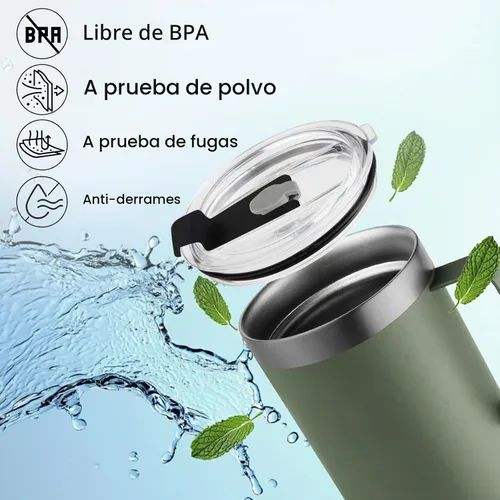 Vista 6 de Paquete de 2 tapas de repuesto compatibles con Stanley de 24 onzas, 12 onzas, tapa aislada a prueba de derrames para taza de café de acero