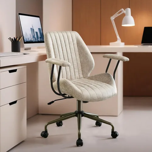 Vista 21 de HOOOWOOO Silla de Oficina Ergonómica, Silla de Escritorio Moderna de Computadora de Media Siglo, Silla Ejecutiva Cómoda con Asiento Extra Ancho