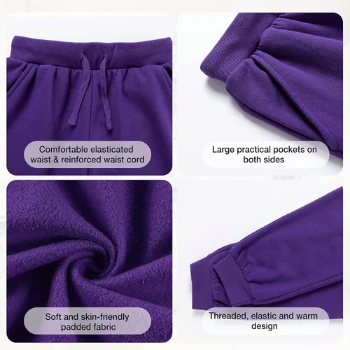 Vista 4 de UNACOO Kids Boy's Fleece Sweatpants Girl's Active Jogger Pants (Age 3-12 Years)