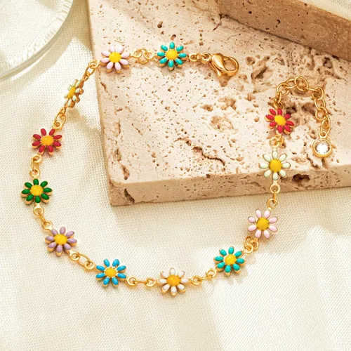 Vista 5 de MTMY Pulsera de cadena de oro para mujer, chapada en oro de 14 quilates, delicada, con cadena ajustable, bonita pulsera de oro de moda