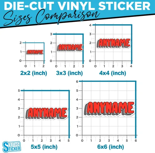 Vista 3 de Adhesivo de nombre personalizado - Adhesivo de nombre personalizado y adaptado, adhesivo de vinilo troquelado impermeable de 3 capas