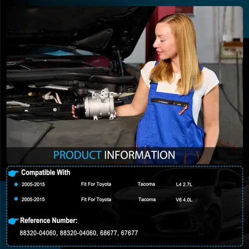Vista 2 de Compresor de CA con embrague - Compatible con 68677 - Compatible con Toyota Tacoma 2.7L 4.0L 2005-2015