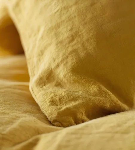 Vista 5 de INDACORIFY Funda de edredón de algodón en color amarillo mostaza, ropa de cama bohemia 100% algodón lavado, funda de edredón tamaño Queen, juego