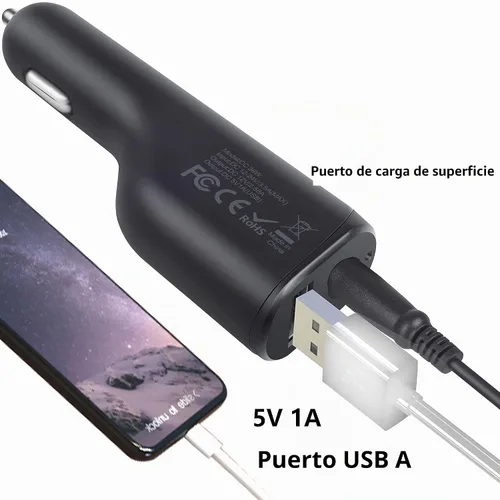 Vista 5 de Surface Pro - Cargador de coche para computadora portátil, 36 W, 12 V, 2.58 A, fuente de alimentación para Microsoft Surface Pro 3/4/5/6/Book/Go