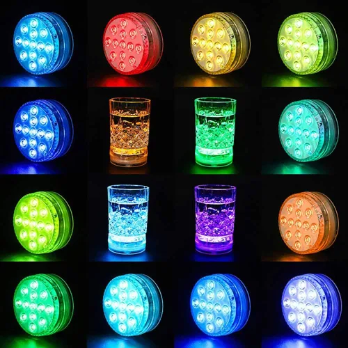 Vista 5 de AquaMiracle Luces LED sumergibles con mando a distancia, impermeables, operadas por batería, luces multicolor que cambian de color para jacuzzi