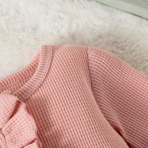Vista 6 de Geogenry Ropa para bebé recién nacida, con volantes, con cremallera, para llegar a casa, ropa de otoñoinvierno de 0 a 12 meses