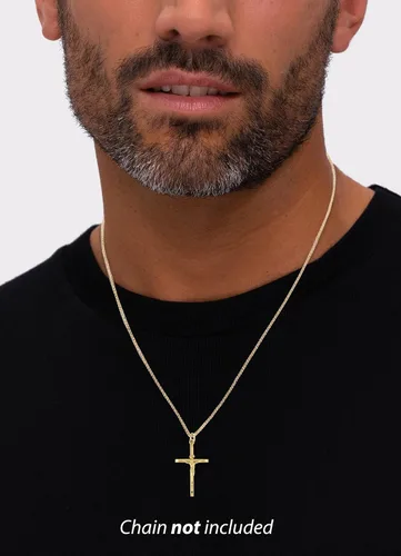 Vista 3 de Lucchetta - Colgante de oro de 14 quilates con cruz cristiana católica y cristiana de Italia, regalos religiosos para pulseras y collares, Metal, No