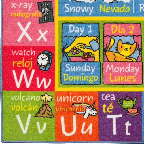 Vista 8 de KC Cubs Alfombra de 3x5 pies con Alfabeto ABC, Estaciones, Meses y Días – Tapete de Juego Educativo para Niños, Niños Pequeños, Cuarto del Bebé