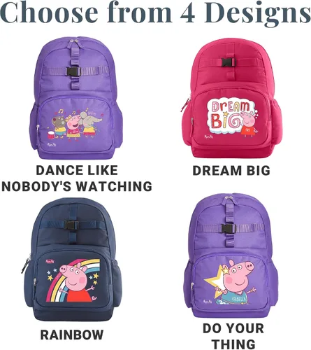 Vista 5 de Let's Make Memories Mochila personalizada con lonchera (opcional) - Colección Peppa Pig, Rosado, Sueño grande
