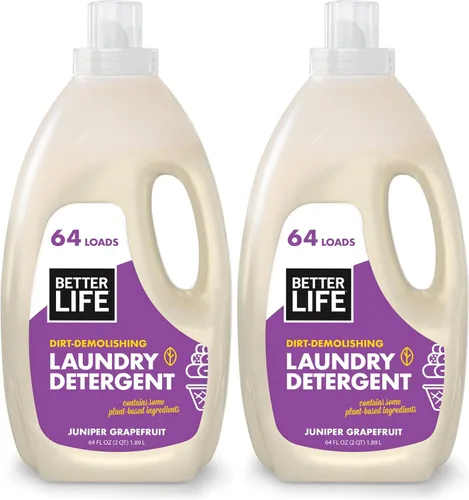 Vista 10 de Better Life Detergente líquido para ropa, detergente concentrado natural, resistente a la suciedad, pomelo enebro alimentado por plantas, 64 cargas