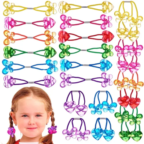 Vista 12 de Colección de 20 piezas de coleteros, bolas de cola de caballo, gomas elásticas, cuentas de pelo de 18 mm redondas, opacas, multicolores, dobles 59.1