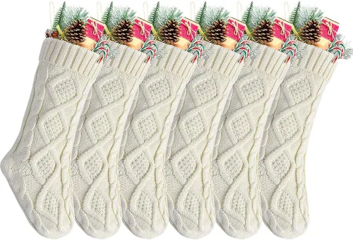 Vista 19 de paquete de 6 calcetines navideños de punto color vino, 18 pulgadas, Estilo2