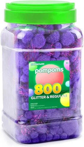 Vista 22 de Eppingwin - 2000 pompones negros, pompones suaves de 1 cm para manualidades, 0.4 pulgadas para proyectos de bricolaje de arte y manualidades (negro)