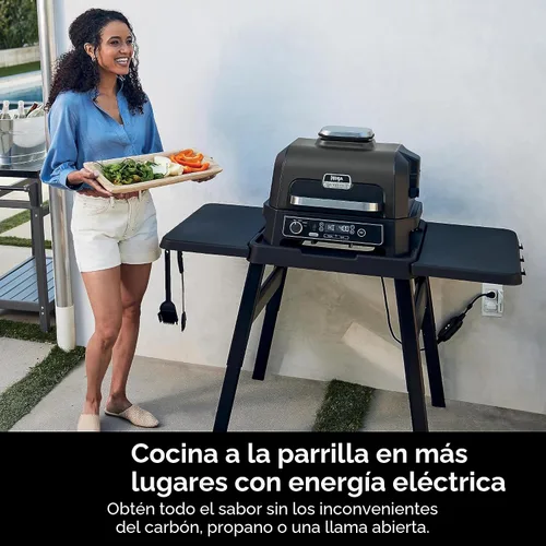 Vista 9 de Ninja Parrilla y ahumador Woodfire Pro XL para exteriores Parrilla 4 en 1, ahumador de barbacoa, freidora de aire y horneado Portátil