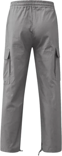 Vista 4 de Pantalones cargo para hombre, holgados, a la moda, pantalones atléticos, casuales, holgados, pantalones de carga rectos, pantalones deportivos