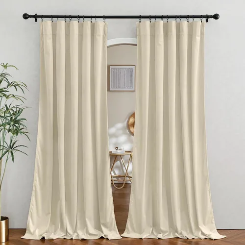 Vista 29 de RYB HOME Cortinas opacas de terciopelo para dormitorio, aislamiento térmico, privacidad, luz solar, bloqueo de calor, cortinas lujosas con bolsillo