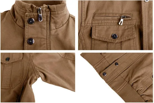 Vista 5 de CRYSULLY - Chaqueta de invierno de forro polar para hombre estilo informal con varios bolsillos abrigo de campo
