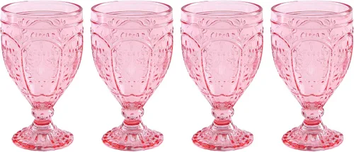 Vista 5 de Fitz and Floyd Vasos de mesa con pie ornamental, juego de 4, Humo