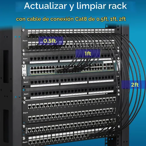 Vista 6 de Rapink Patch Cables Cat8 de 0.5 pies (paquete de 10) delgado, cable de conexión Ethernet Cat 8 soporte 40G, cable de red Cat 8 sin enganches