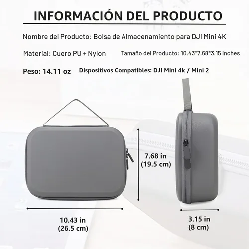 Vista 4 de Bolsa de almacenamiento para DJI Mini 4K-Hard Shell Estuche de transporte de viaje compatible con DJI Mini 4K/2/2 SE Drone y accesorios